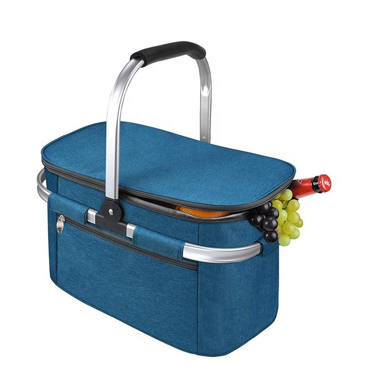 Picnic Basket Set, Holiday Wicker Insulated Picnic Basket with Cooler, Customized Empty Wicker Heart-shaped Picnic Basket for 4 People