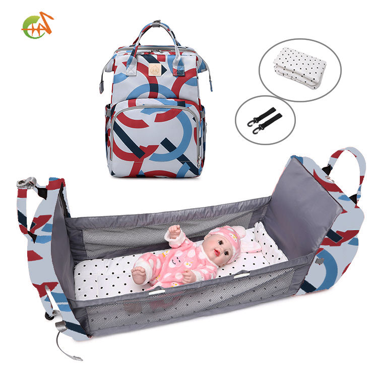 Travel Diaper Baby Crib Bag, Mom's Diaper Double-shoulder Bag, Hot-selling, Waterproof, 1pc/Poly Bag, Customized in 7-10 Days, Polyester OEM