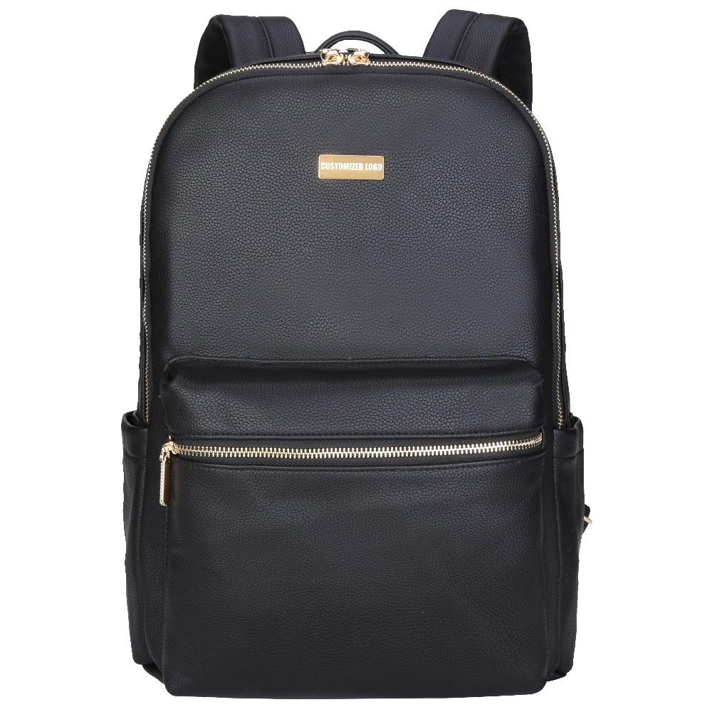 Black Multi-functional PU Baby Diaper Backpack, Baby Backpack