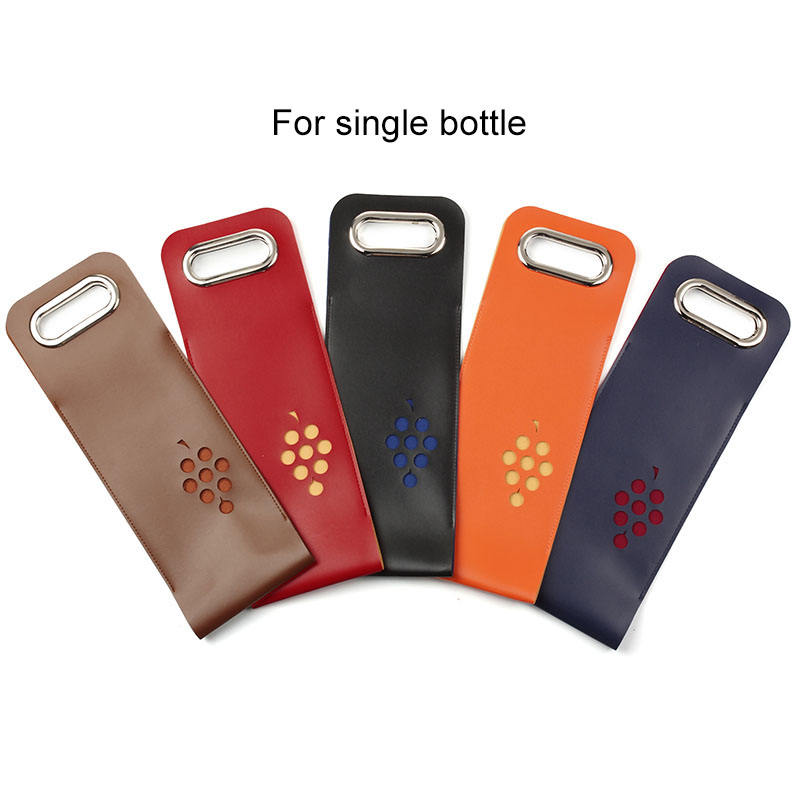 Custom Colorful Elegant Reusable PU Double or Single Wine Tote Bag for Wine