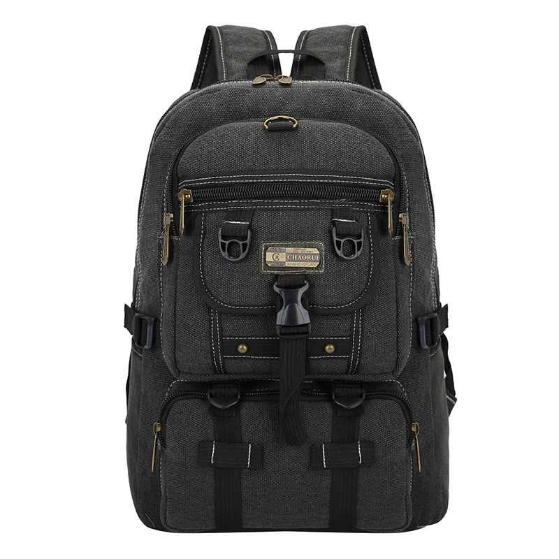 Retro-style, Recycled, Handmade, High-quality Customized Black Canvas Backpack