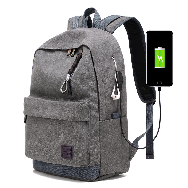 Multi-functional Schoolbag, Canvas Day Bag, Backpack, Laptop Backpack with Headphone Jack