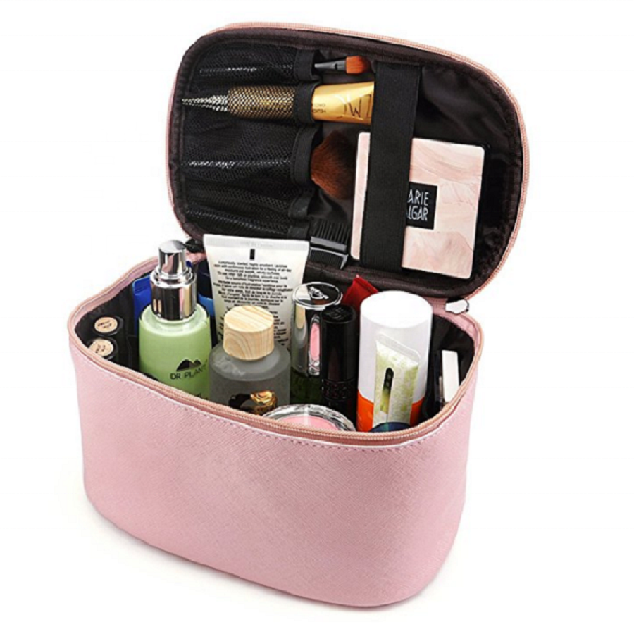 Makeup Bag & Leather Case, Customized Pink PU Travel Makeup Bag, Large-capacity, Waterproof, Luxury, Stylish Makeup Box for Women